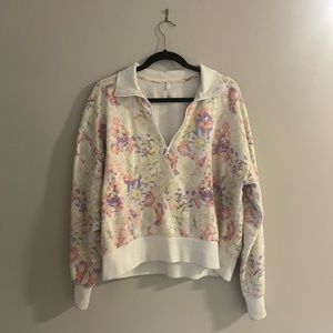 Lou and Grey Floral Half Zip Sweatshirt Size L